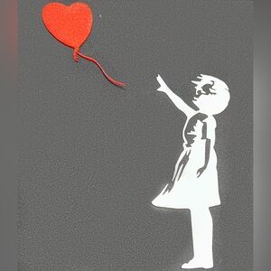 3D Printed Red Balloon Girl Art Flat Print